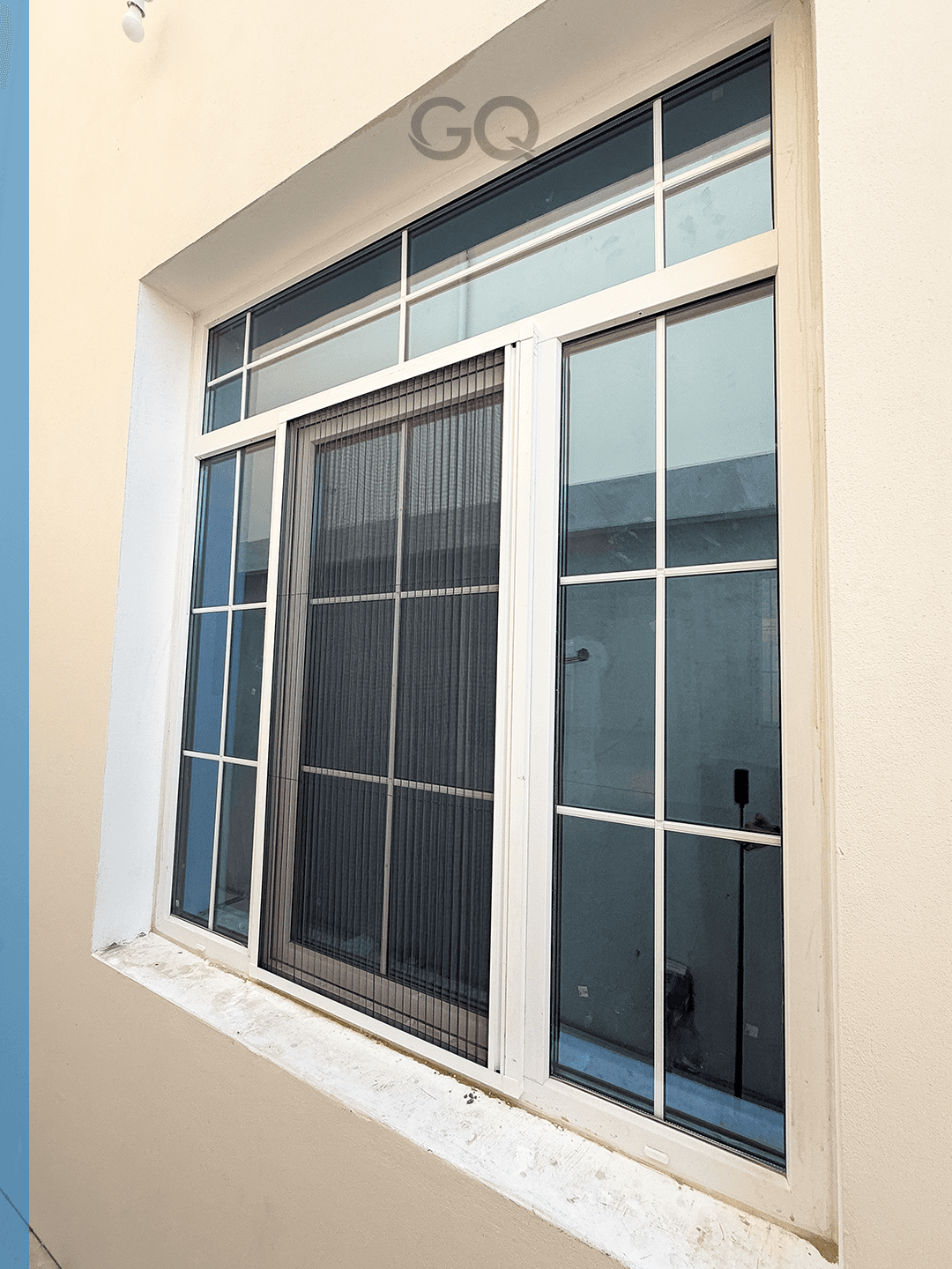 Pleated fly screen installed on a window by German Quality