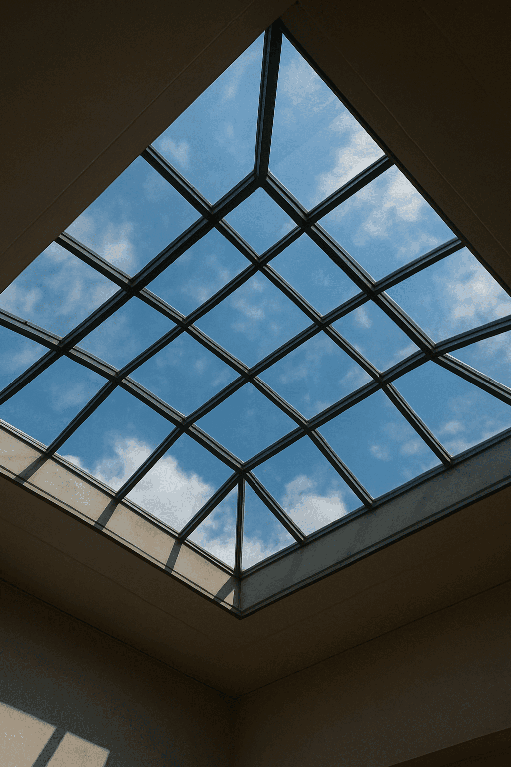 Skylight installation viewed from below