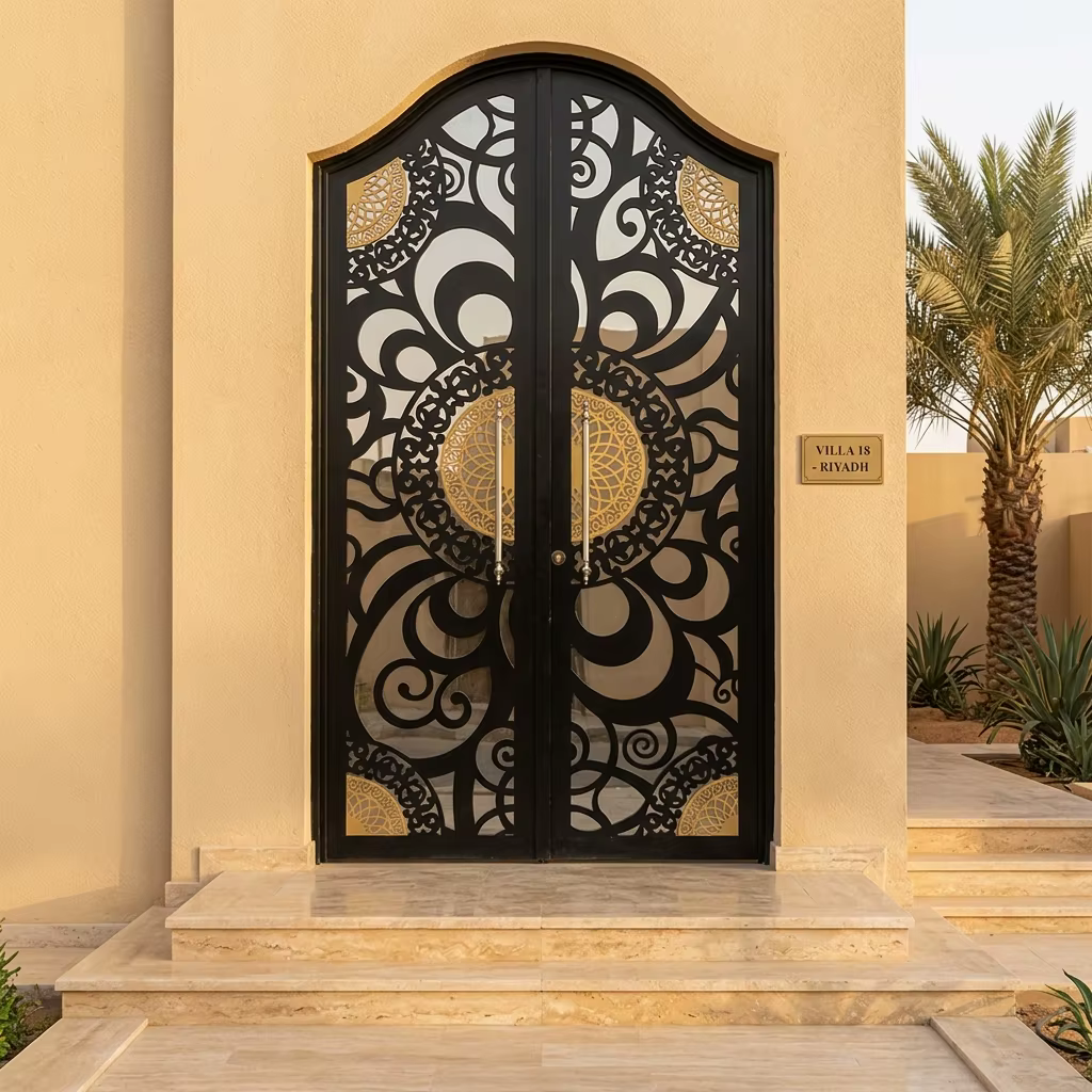 Ornate laser-cut steel door